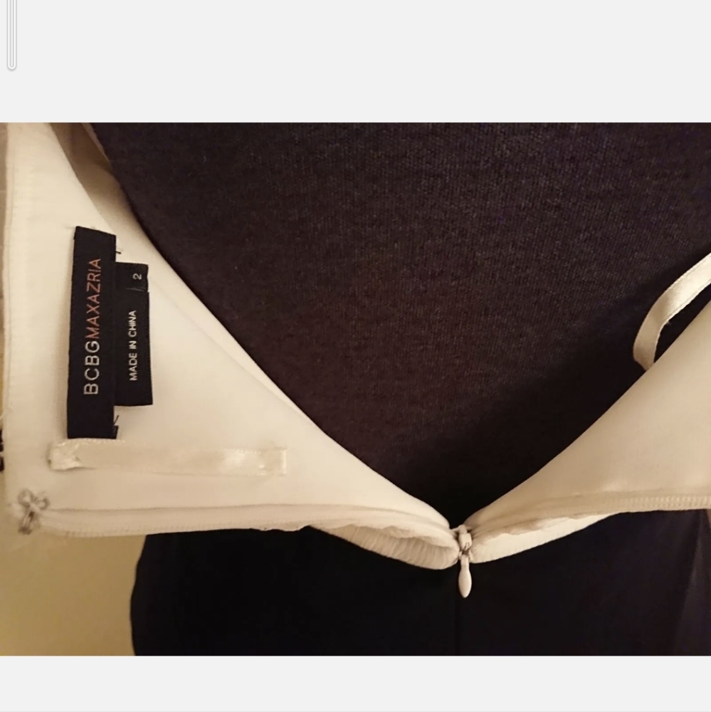 Old Money Black & White BCBG MaxAzria Halter Cocktail Dress w Pockets XS 2 Ivory - Picture 3 of 7